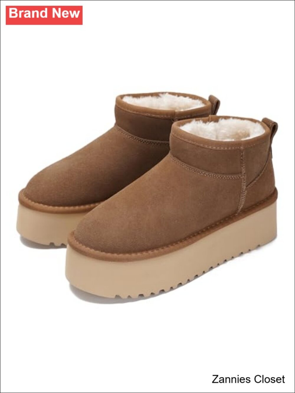 ✨ Project Cloud Genuine Suede Waterproof Platform Ankle Snow Boots Faux Fur